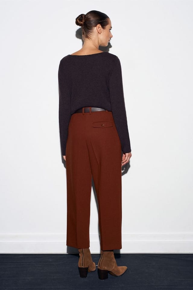 Dilvin Dilvin Women's Tailored Straight-leg Trousers in Brown - 2