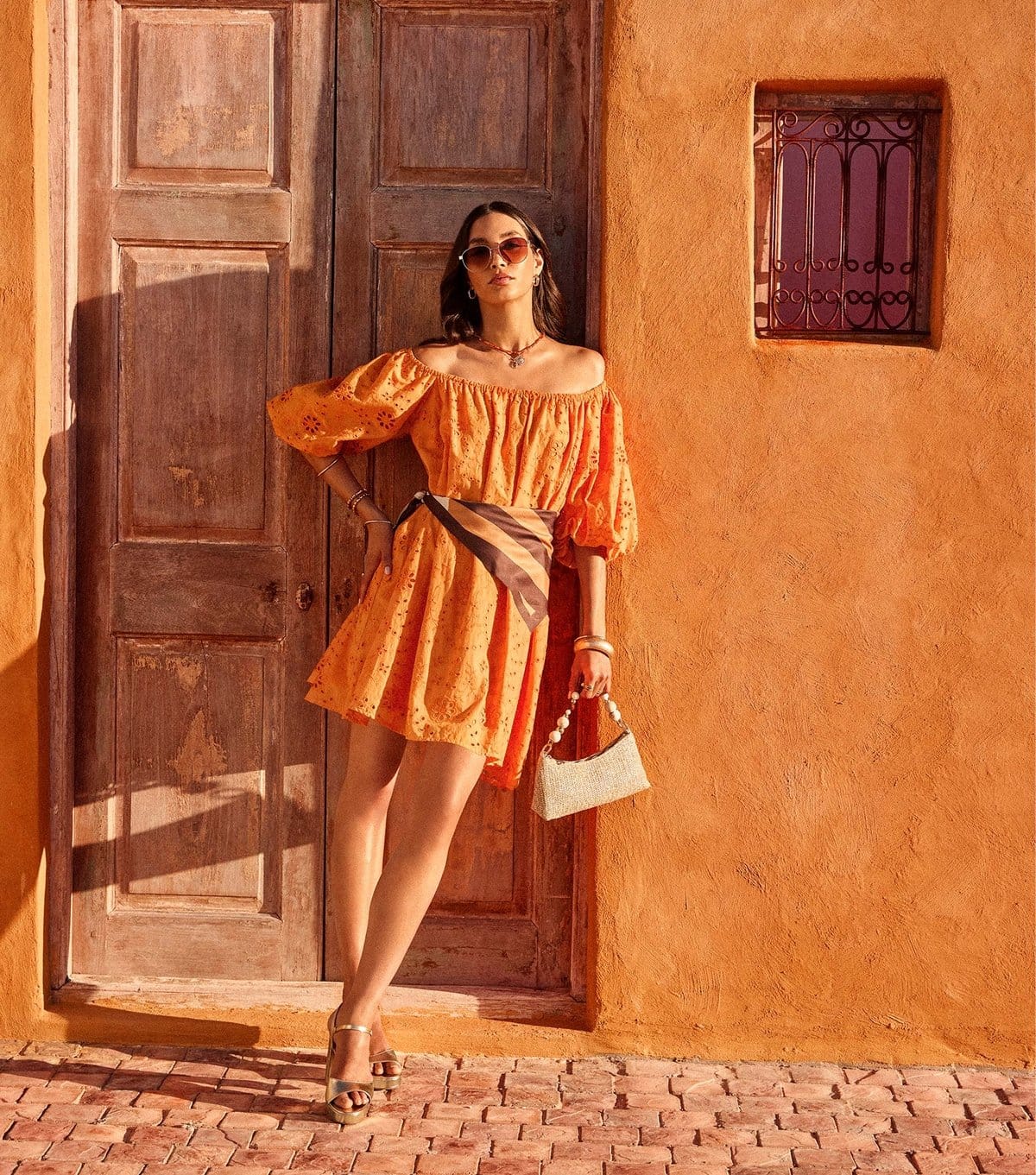 New Look Mustard Puff Sleeve Smock Mini Dress