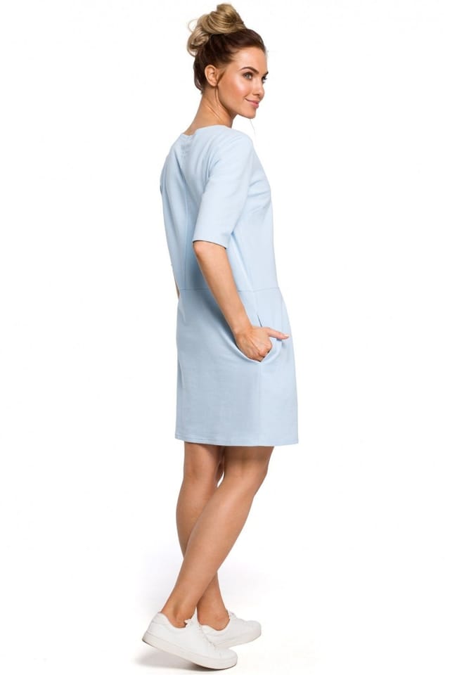 Love Lace Love Lace Women's Knitted Mini Dress with Shoulder Bow Detail in Blue - 2