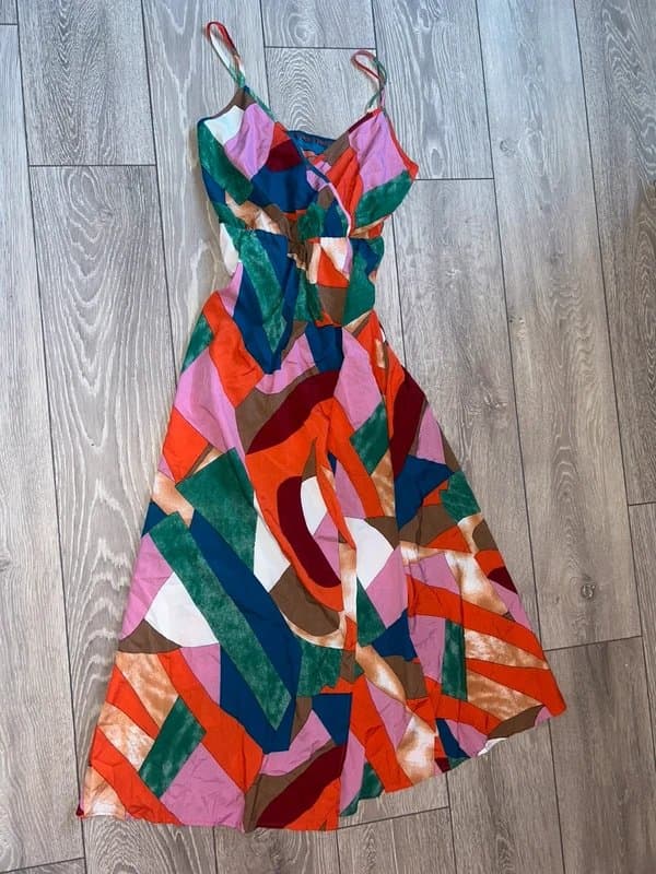 Shein Multicoloured floaty wrap maxi summer dress size small 8 - 10