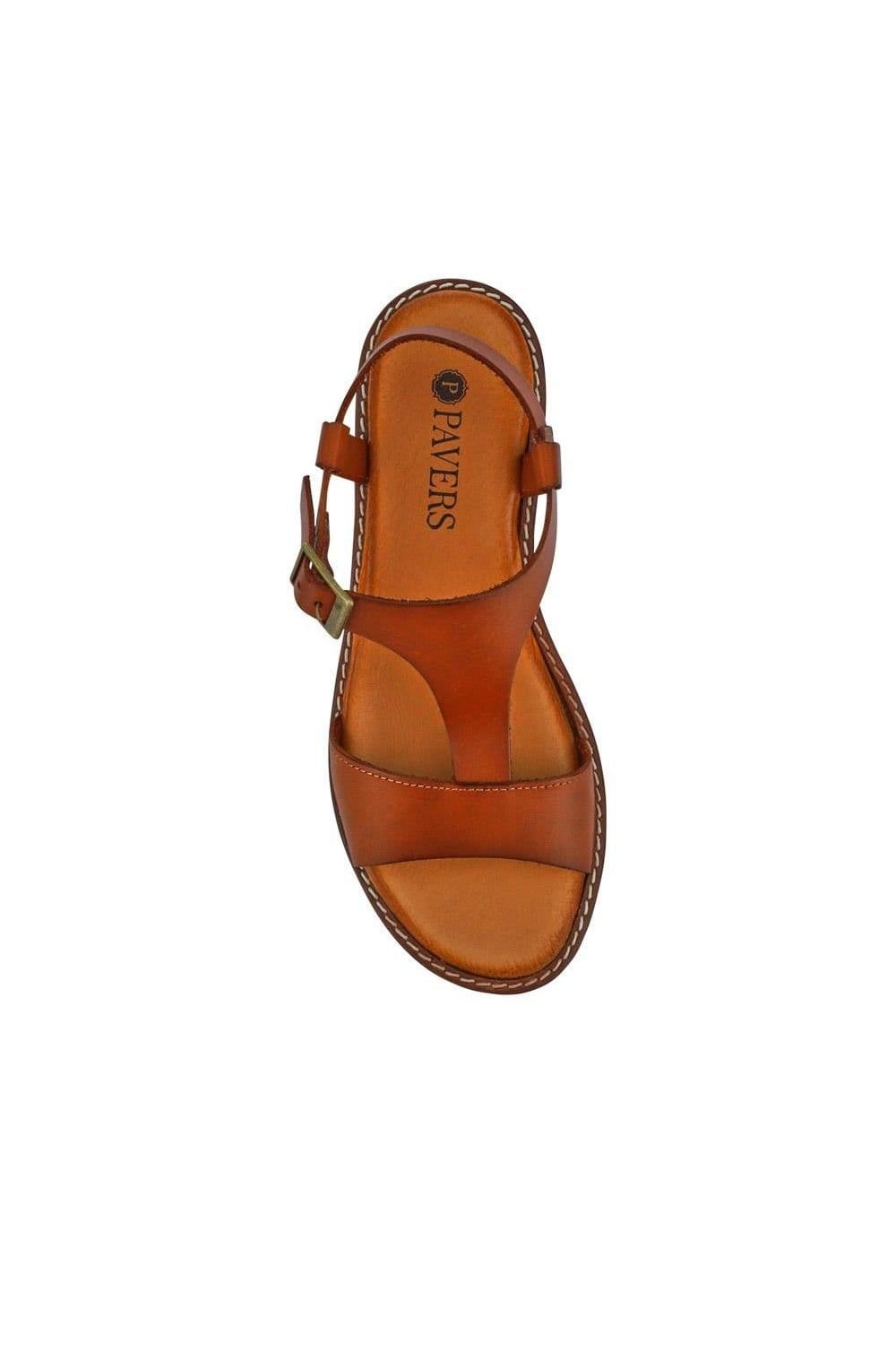 Pavers Pavers Women's All-Leather Buckled Sandals in Tan - 4