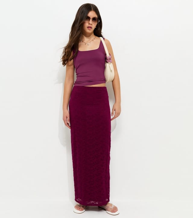 New Look Girls' Dark Purple Slinky Square Neck Vest Top New Look - 3