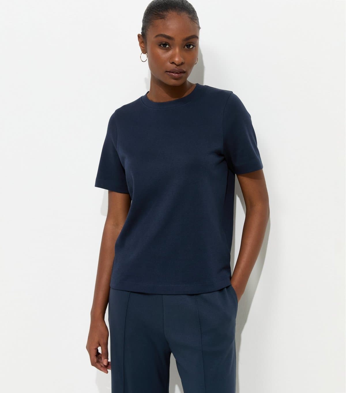 New Look New Look Navy Heavyweight Cotton T-Shirt