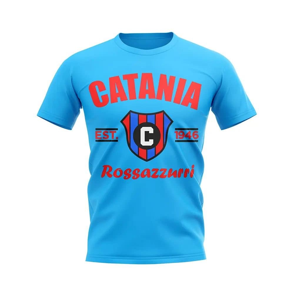 Catania Catania Men's Personalised Established Football T-Shirt Sky Blue in Light Blue