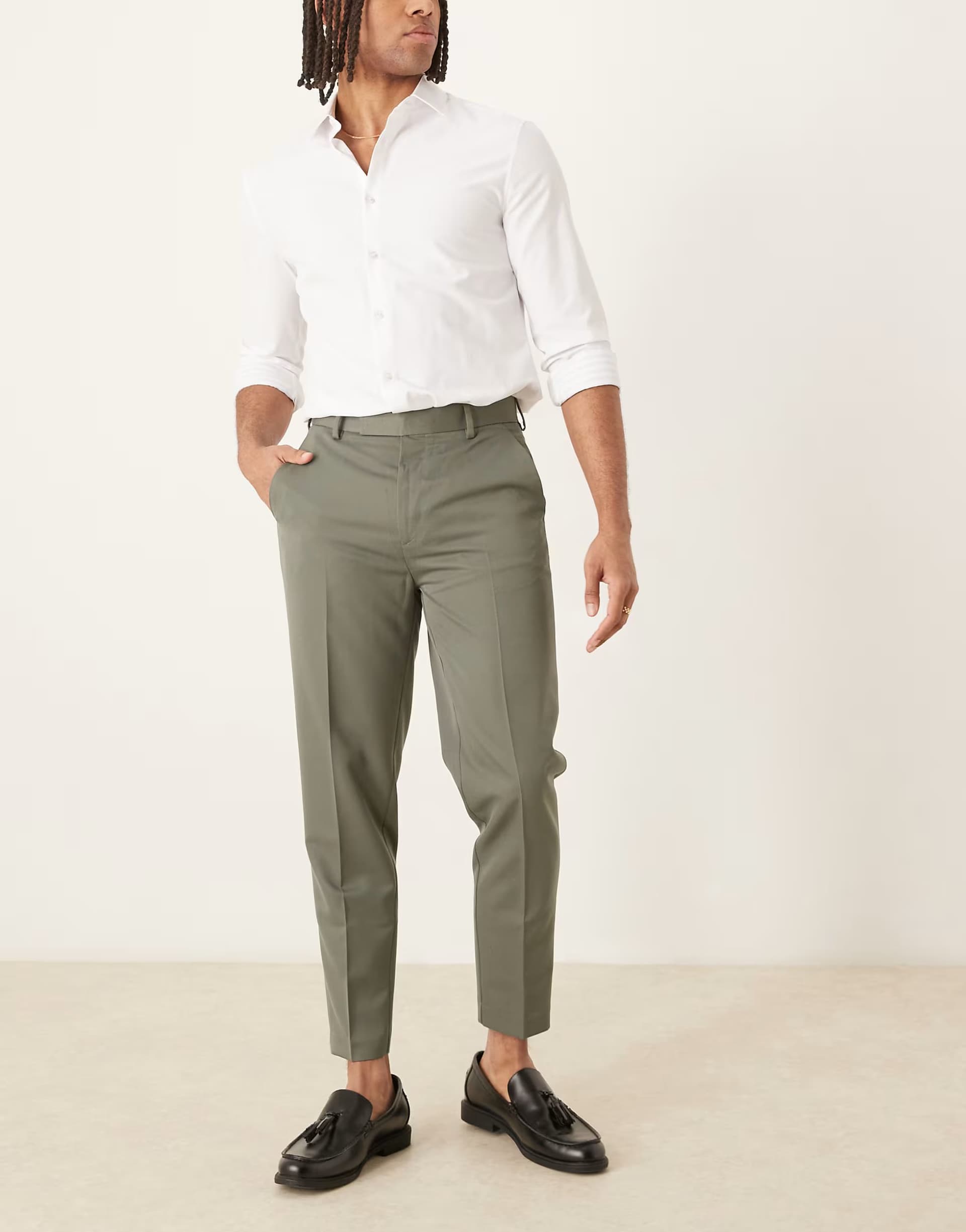 ASOS ASOS DESIGN smart tapered fit trousers in green