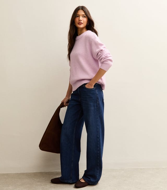 New Look Women's Lilac Crew Neck Oversized Textured Knit Jumper New Look - 3