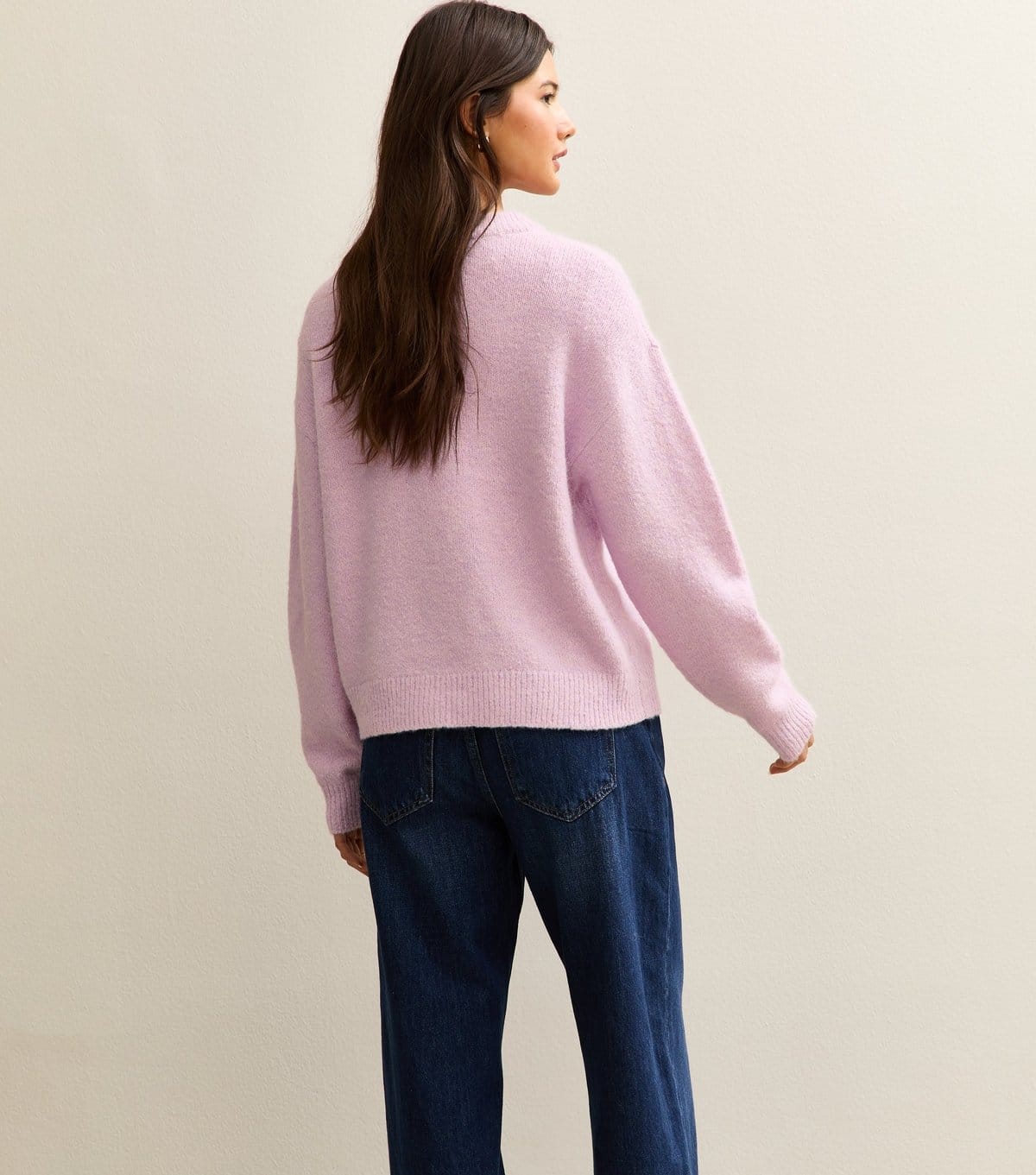 New Look Women's Lilac Crew Neck Oversized Textured Knit Jumper New Look - 4