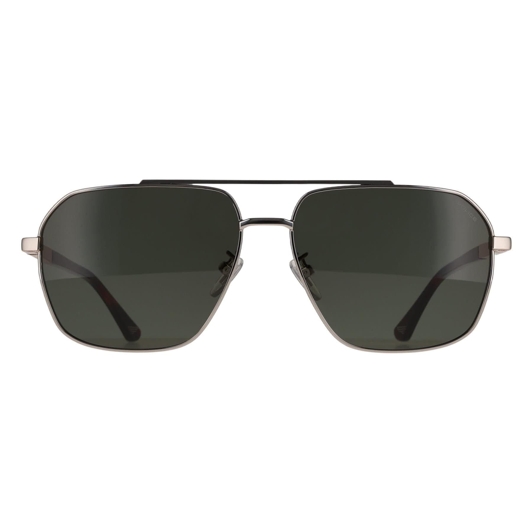 Police Police Men's Square Shiny Palladium Green SPLQ85 New Crossroads 4 in Silver