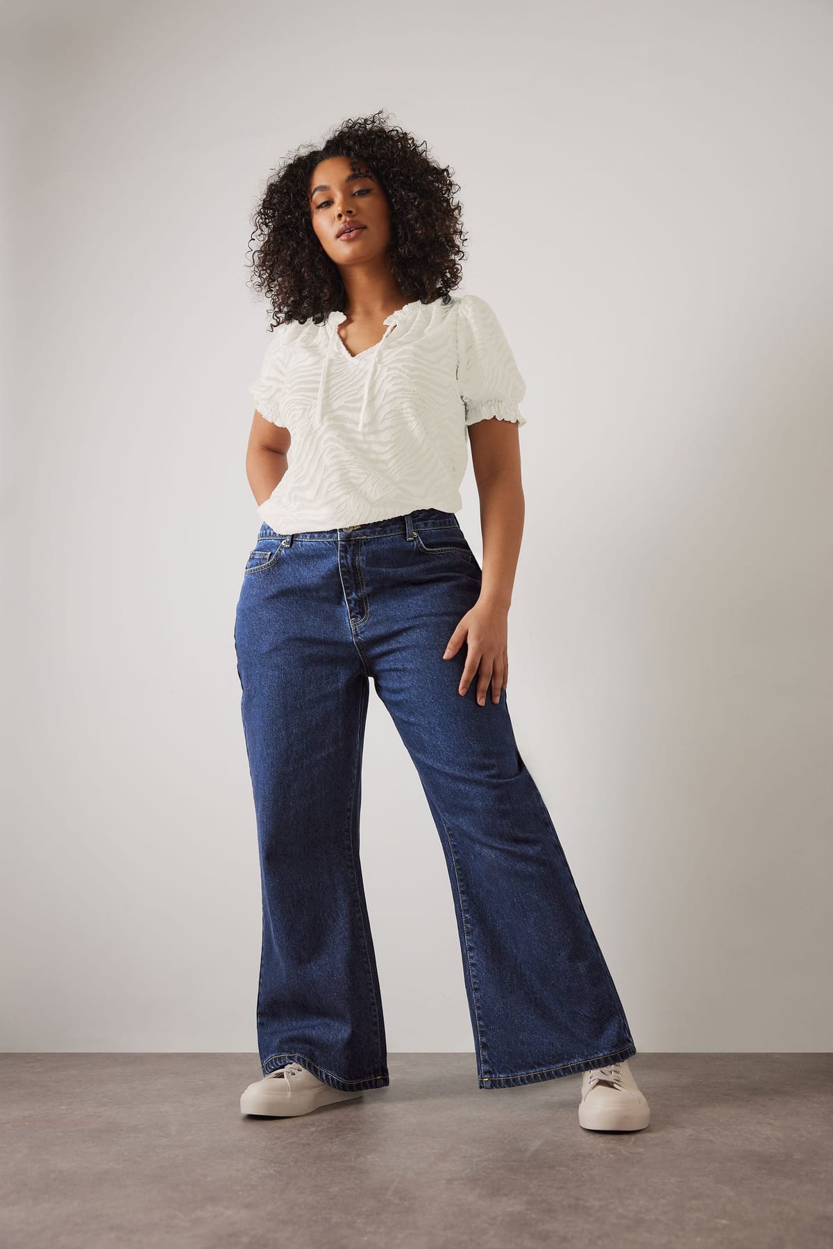 Evans Evans Women's Denim Wide Leg Jeans in Blue - 1