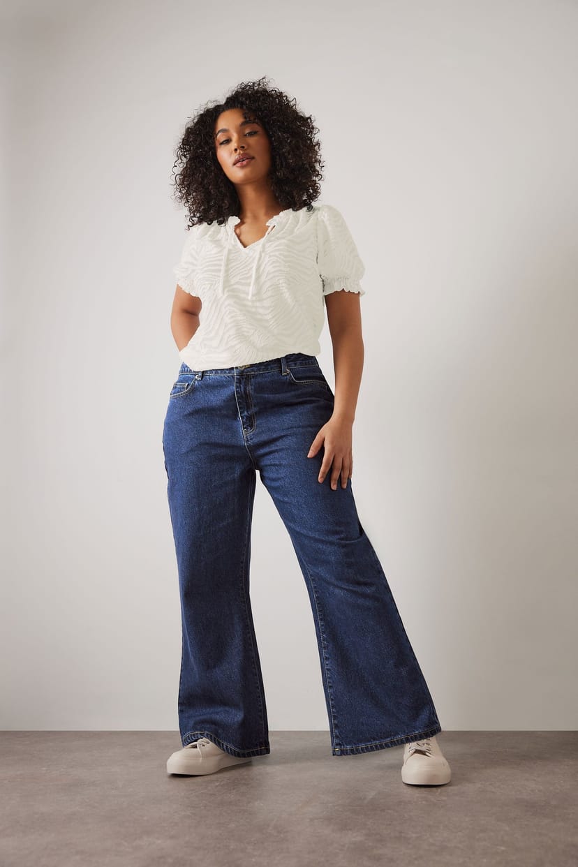 Evans Evans Women's Denim Wide Leg Jeans in Blue - 1
