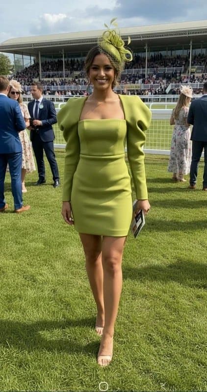 ASOS Asos design puff sleeve mini dress olive green uk 10 summer holiday party