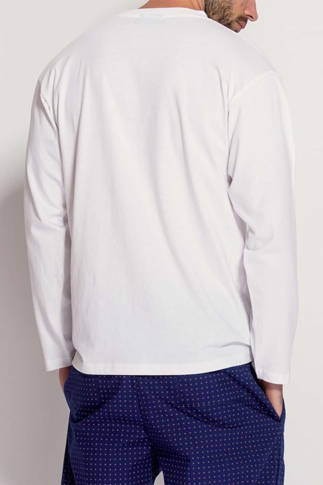 British Boxers British Boxers Men's "Optic White" Cotton Jersey Long Sleeve Top in White - 3
