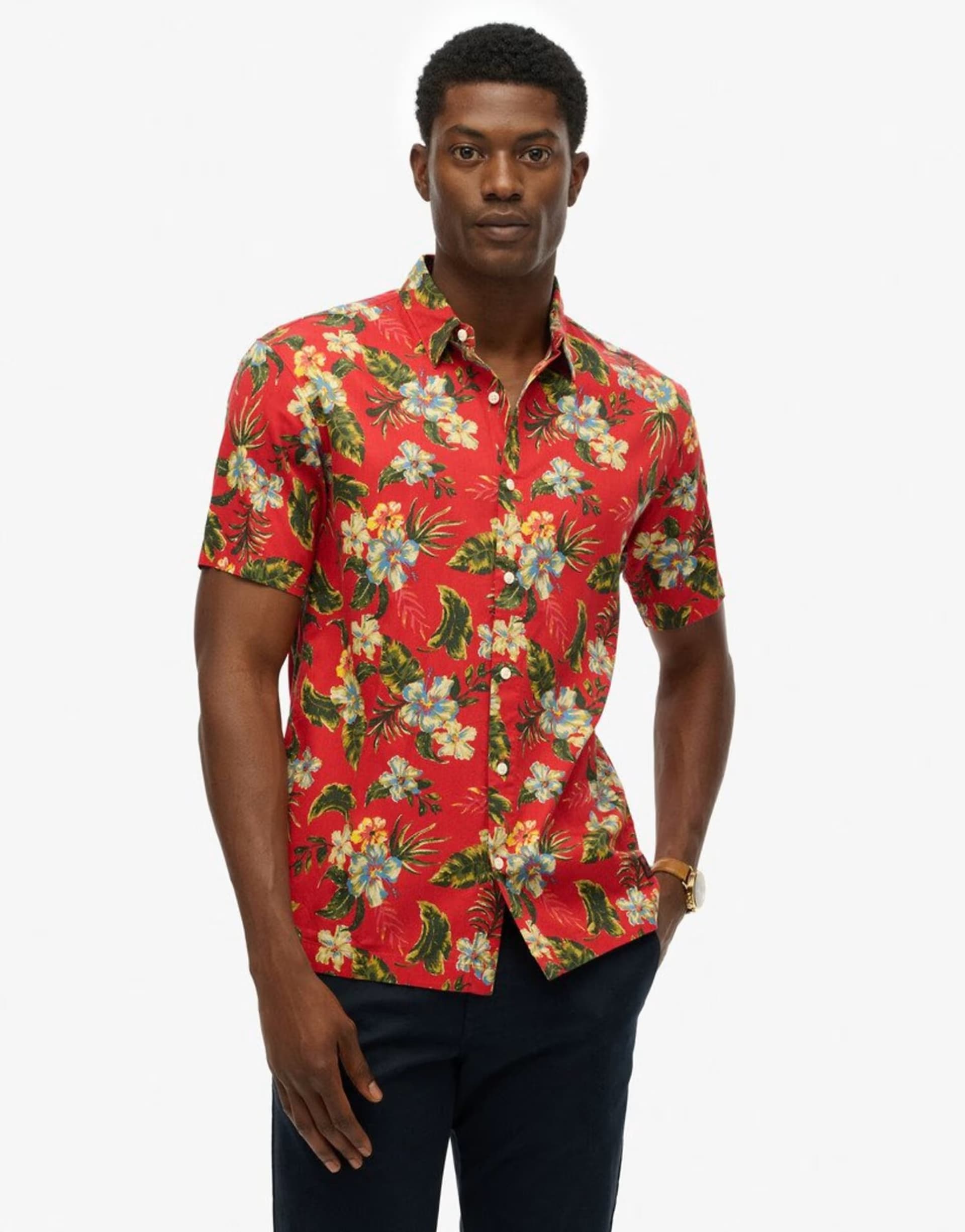 ASOS Superdry Hawaiian printed shirt in botanical red