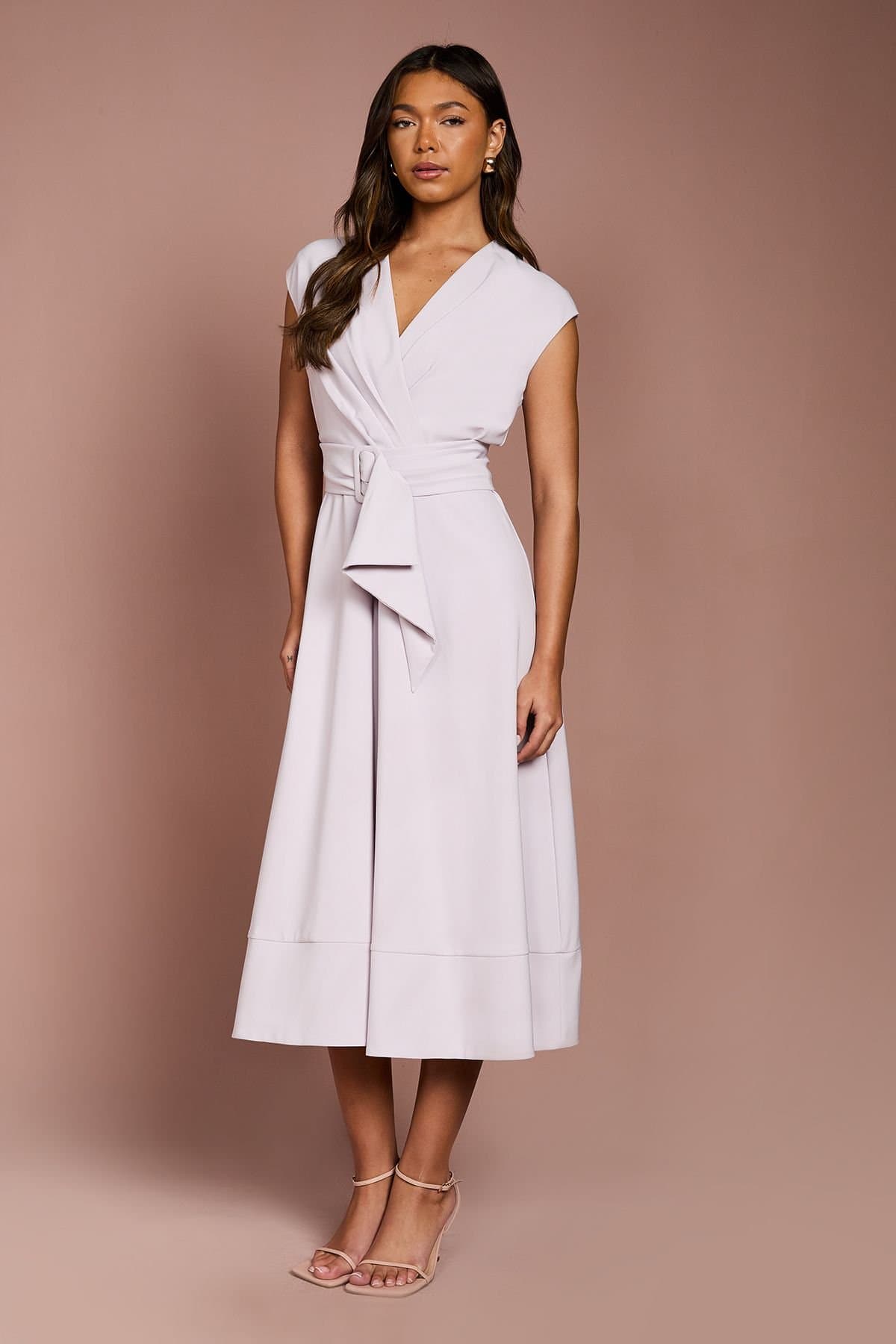 Coast Coast Women's Belted Crepe Dress in Lilac