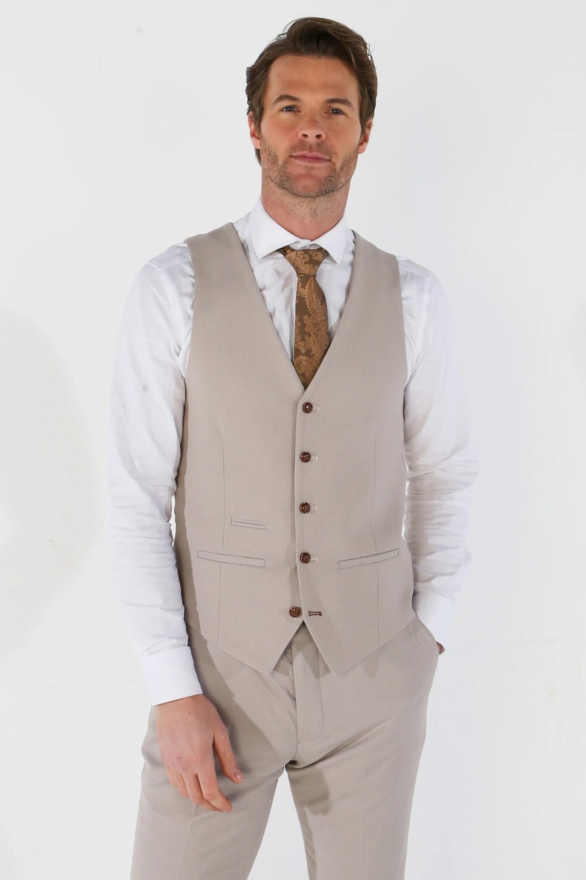 Paul Andrew Paul Andrew Men's Mayfair Birdseye Waistcoat Wedding Prom Attire in Grey