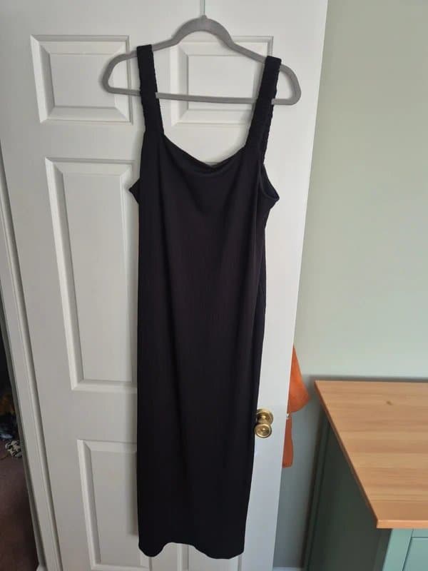 Topshop Topshop black ribbed midi dress size XL
