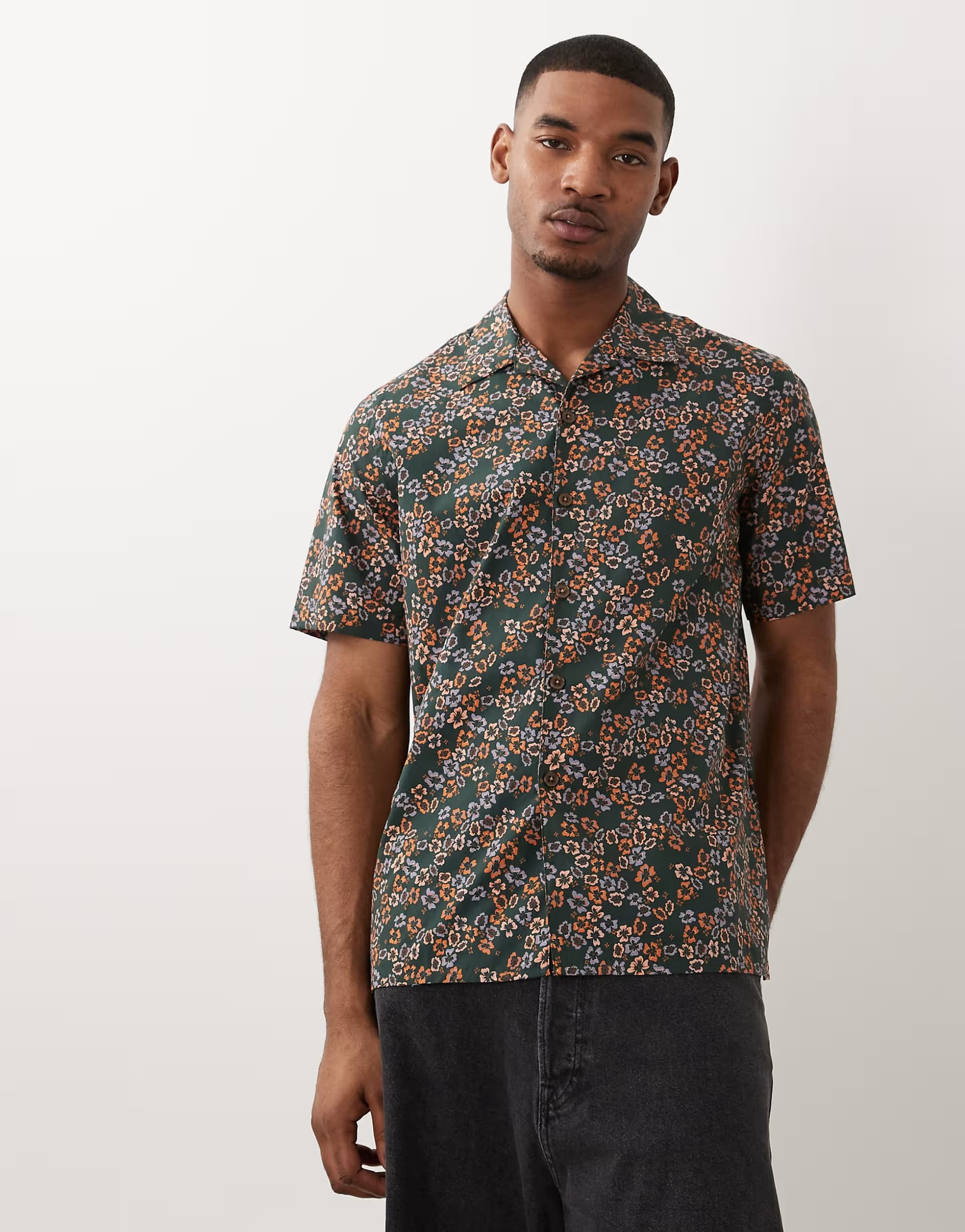 ASOS PS Paul Smith short sleeve casual fit shirt in dark green floral