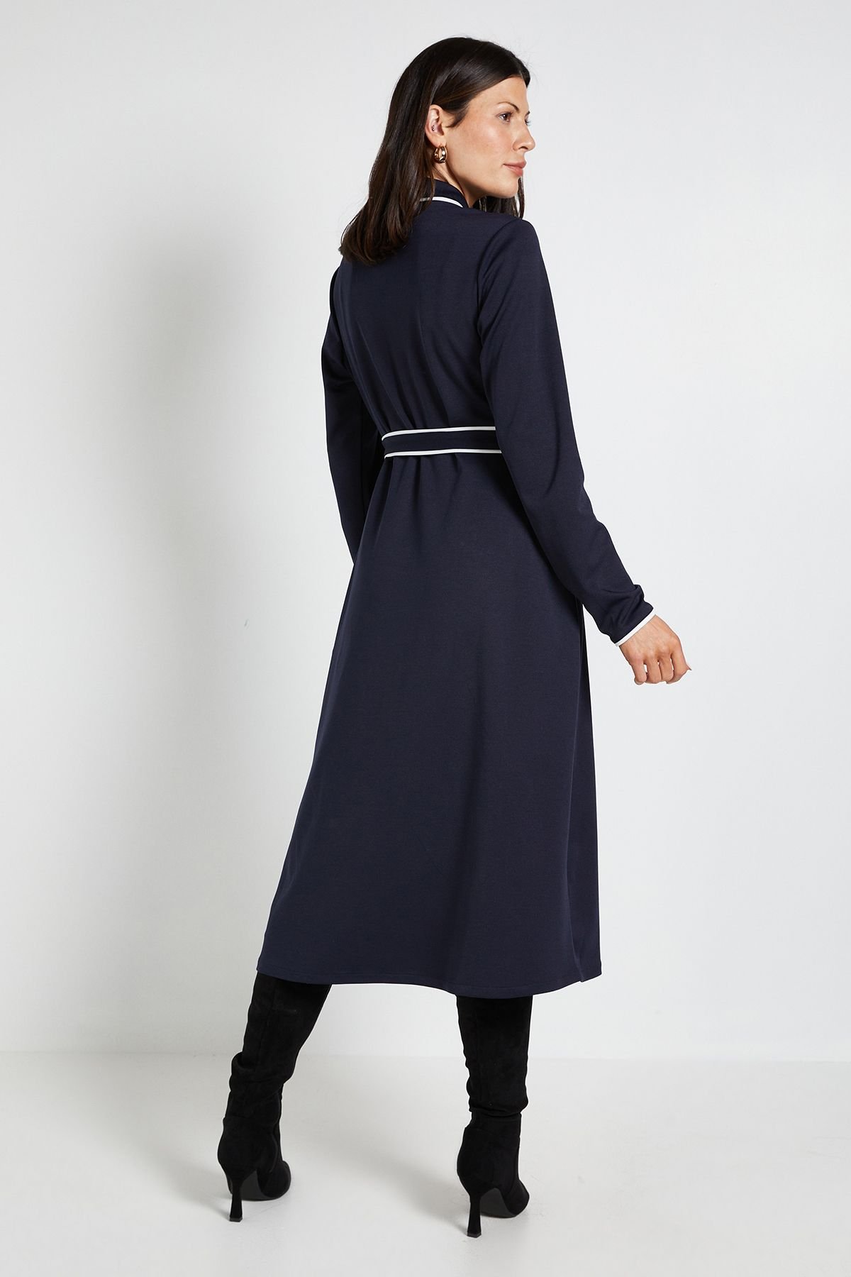 Wallis Wallis Women's Ponte Collar Contrast Midi Dress in Navy - 3
