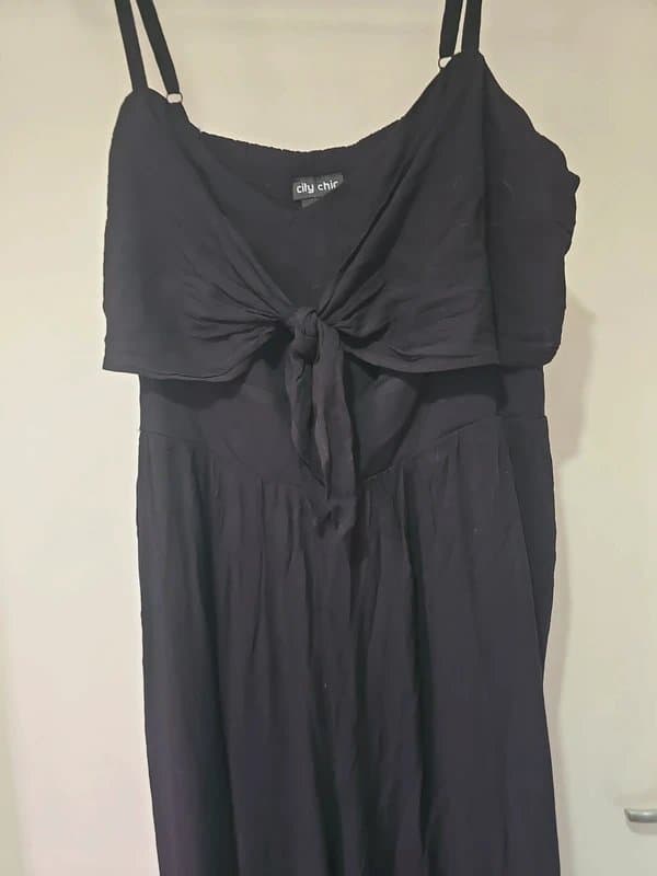 ASOS City chic asos size 20 22 black wide palazzo leg cullottes jumpsuit playsuit romper jumpsuit boiler