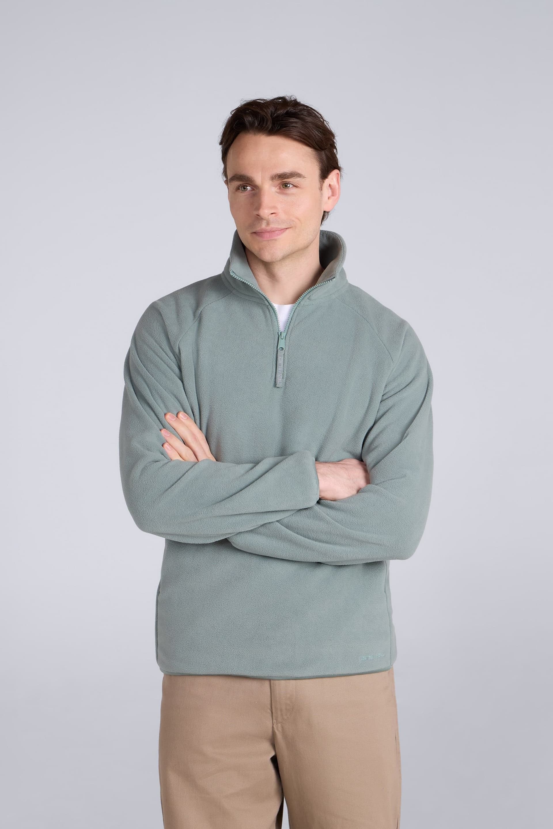 Animal Animal Men's 'Stockholm' Half Zip Breathable Soft Warm & Cosy Snug Fit Fleece in Light Blue