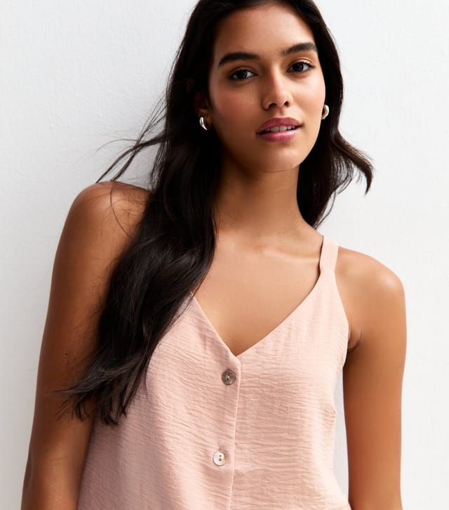 New Look Women's Pink Button Through Cami Top New Look - 3