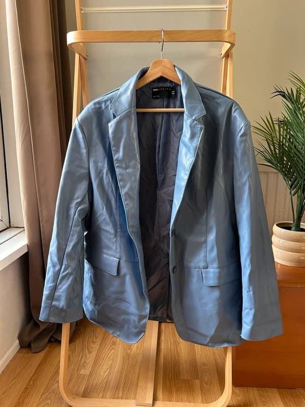 ASOS Design ASOS design pastel blue faux leather blazer