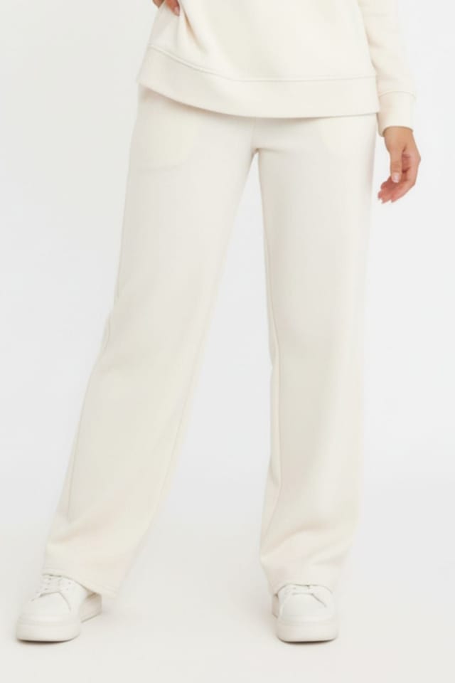 STYLEWISE STYLEWISE Women's Rugby Top & Straight Leg Trouser Co-ord Set - Interlock - Two Piece in Cream - 3