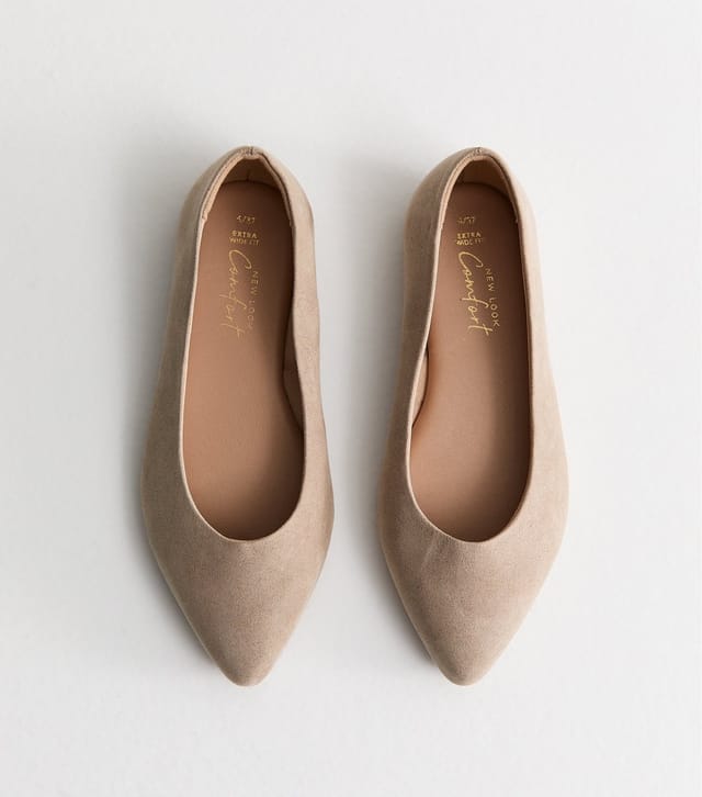 New Look Women's Extra Wide Fit Light Brown Faux Suede Pointed Pumps Vegan New Look - 2