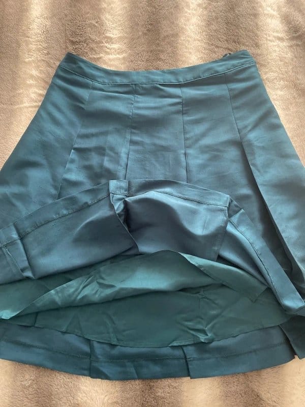 Laura Ashley laura ashley 100% silk blue turquoise knee length skirt fashionable large size - 1