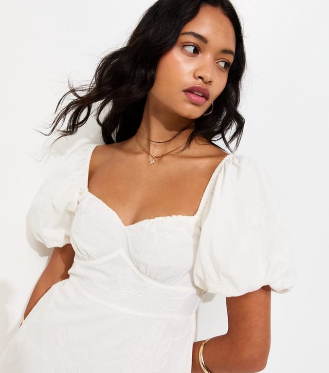 New Look Women's White Floral Puff Sleeve Mini Dress New Look - 2