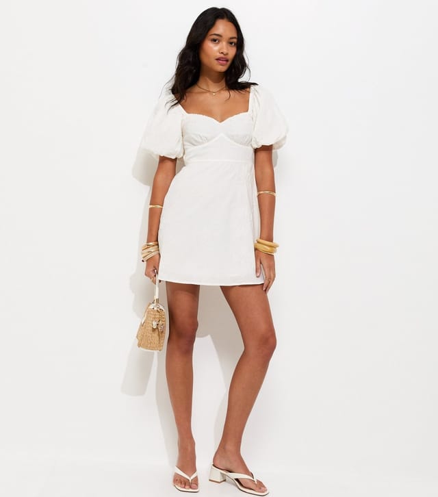 New Look Women's White Floral Puff Sleeve Mini Dress New Look - 3