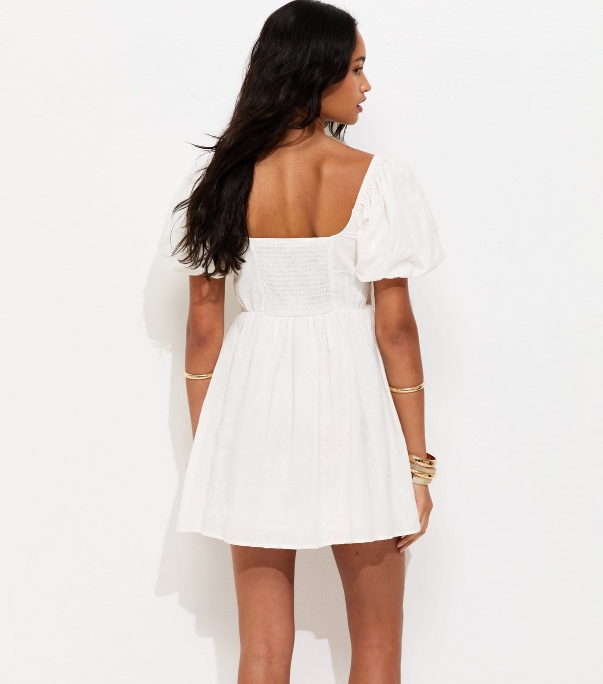 New Look Women's White Floral Puff Sleeve Mini Dress New Look - 4