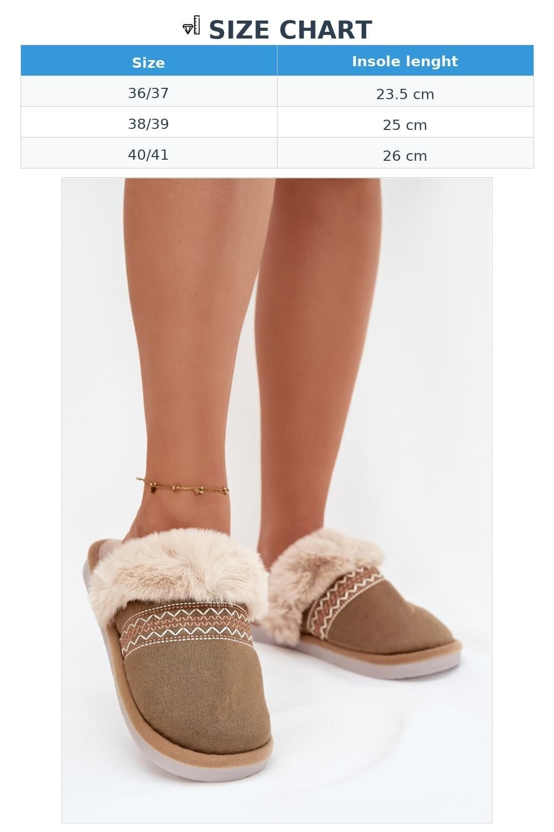 Love Lace Love Lace Women's Cozy Soft Fabric Slippers with Faux Fur & Embroidery Warm in Khaki - 4