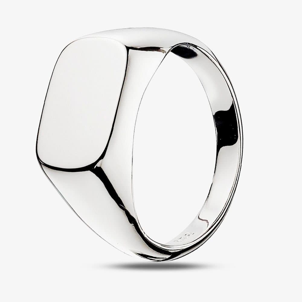 T.H.Baker T.H.Baker Men's Sterling Silver Plain Oblong Signet Ring
