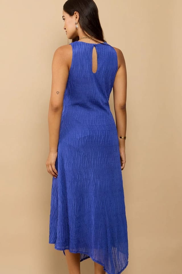 Little Mistress Little Mistress Women's Blue Textured Midaxi Dress - 2