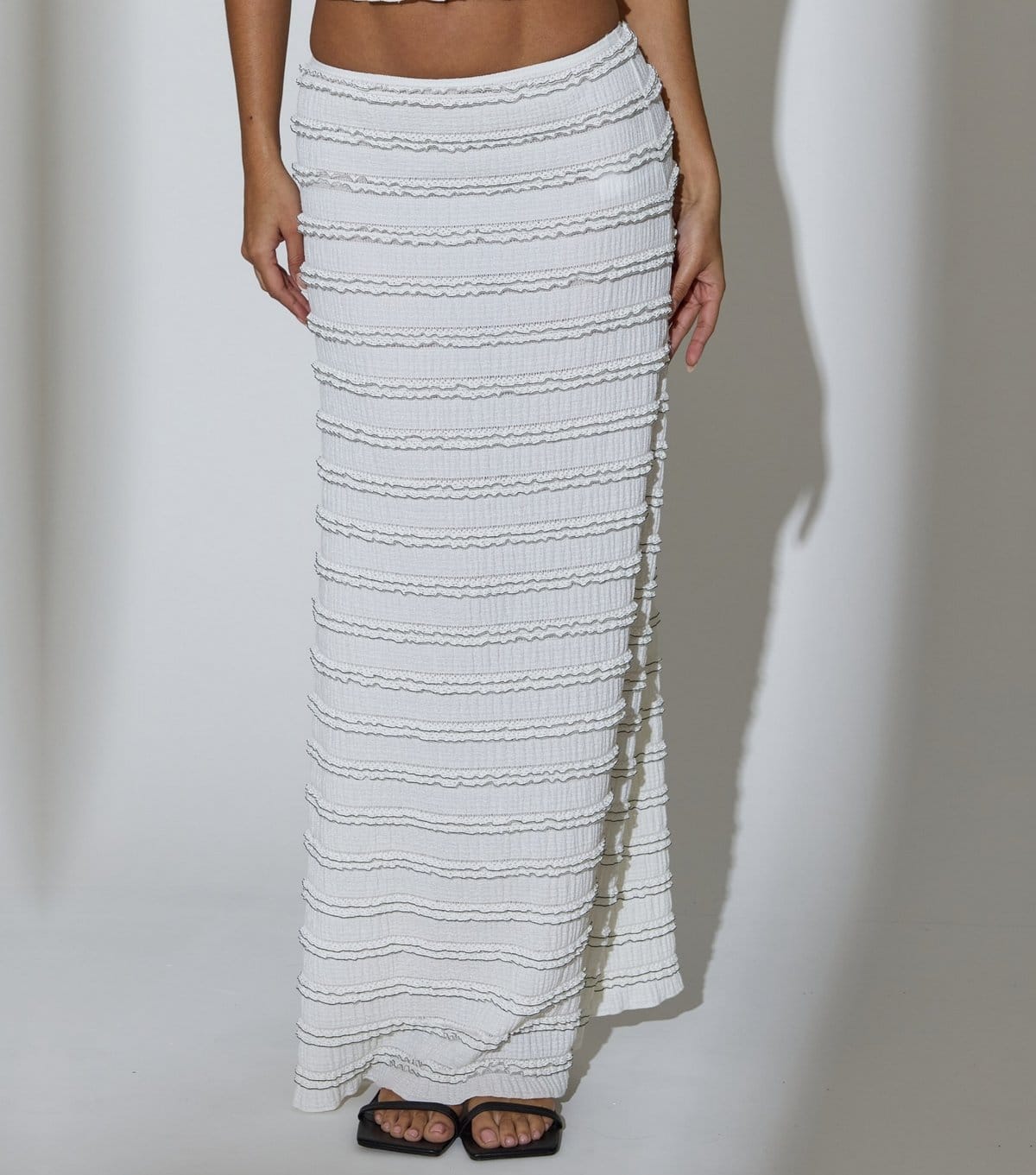 South Beach Women's White Textured Frill Maxi Skirt South Beach New Look - 4
