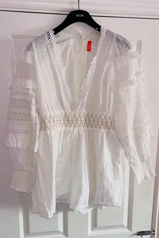 River Island White Lace Playsuit