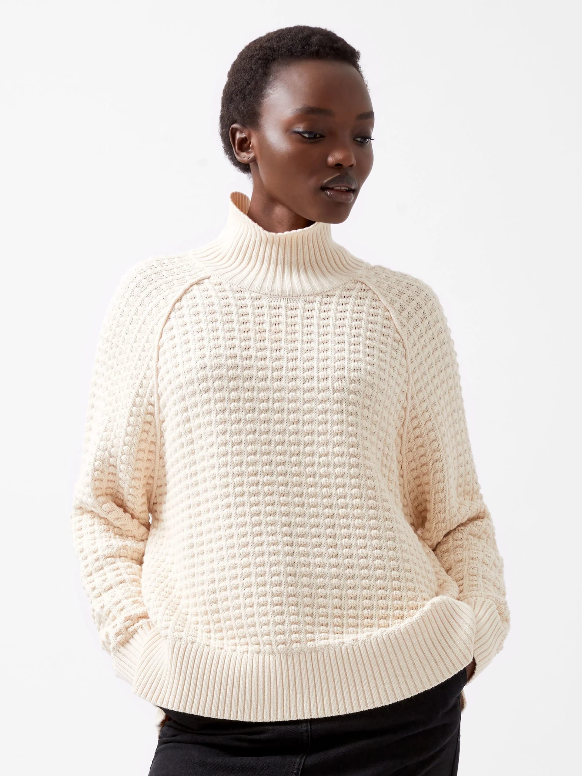French Connection Cream Popcorn Knit Mozart Jumper
