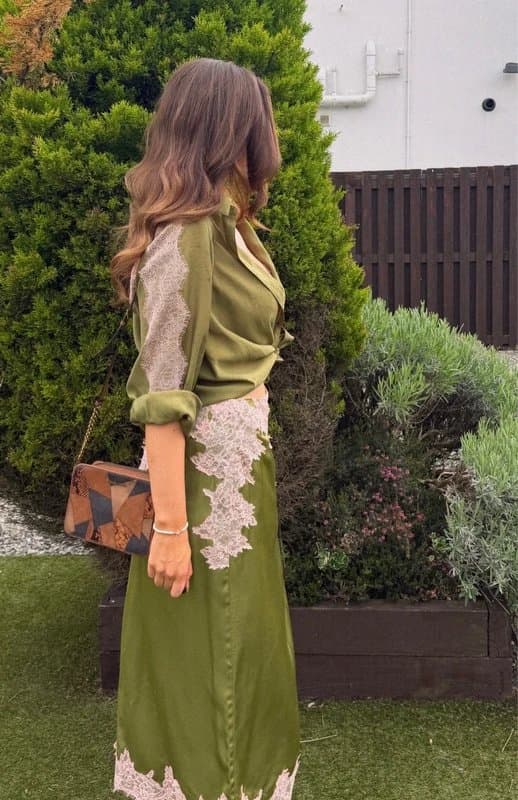 Never Fully Dressed Never fully dressed green lace midi skirt