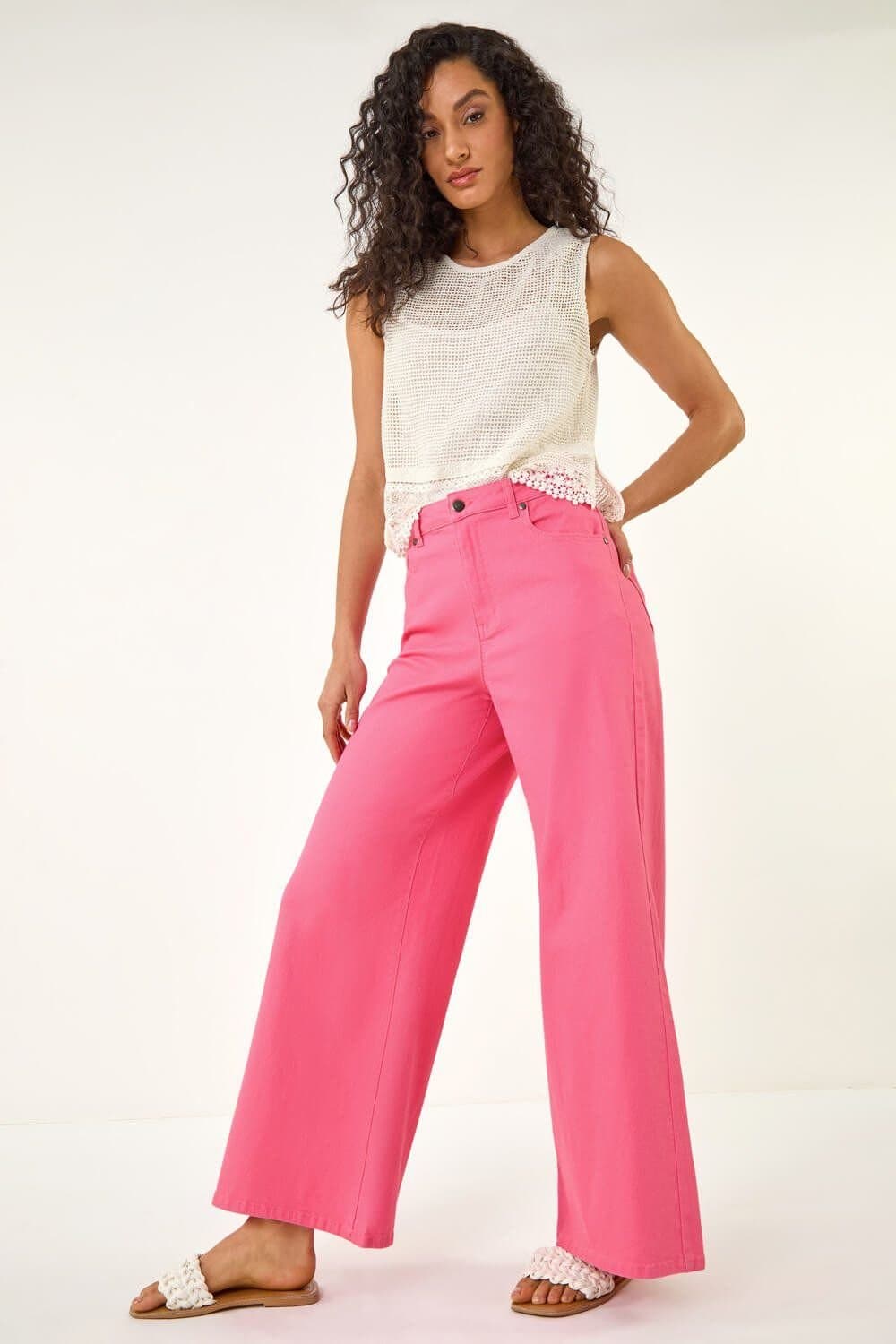 Dusk Dusk Pink Wide Leg Jeans by Roman