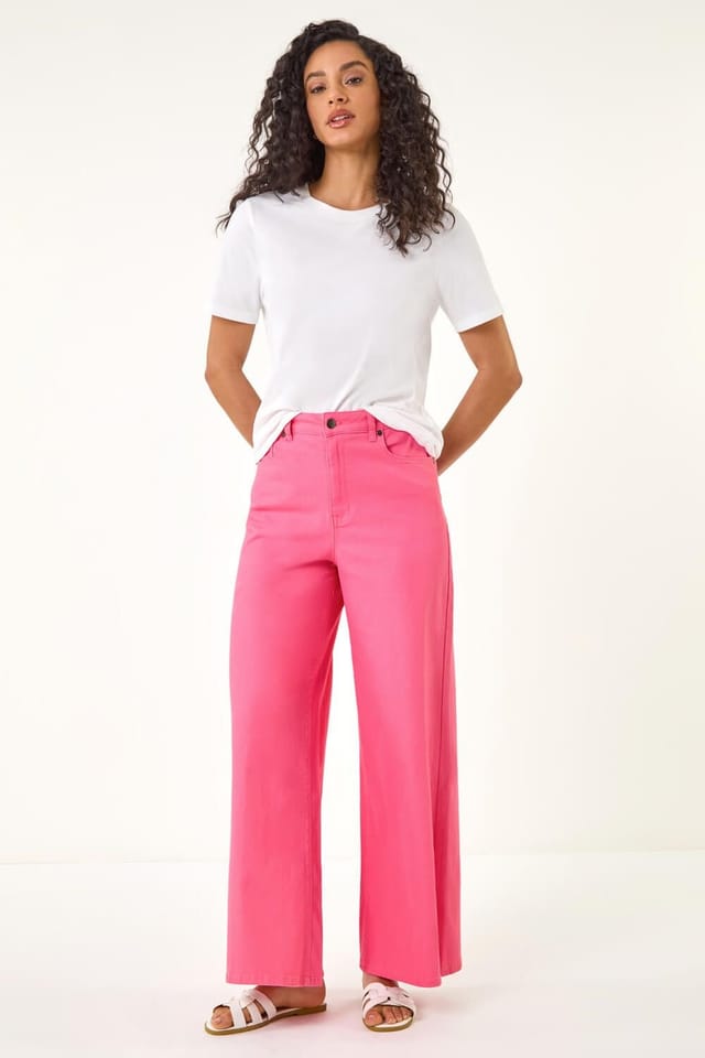 Dusk Dusk Women's Wide Leg Jeans in Pink - 2