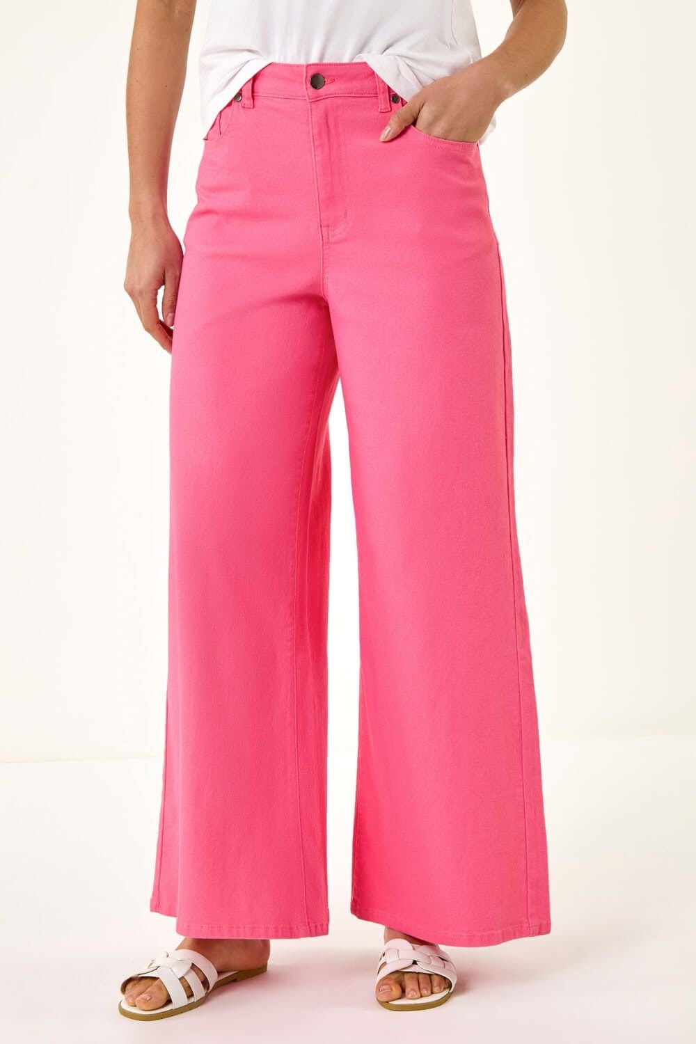 Dusk Dusk Women's Wide Leg Jeans in Pink - 4