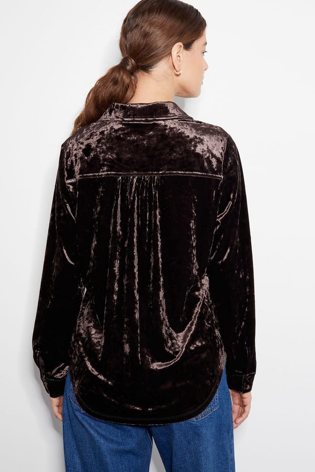 Monsoon Monsoon Women's Vida Velvet Shirt Pink in Chocolate - 3