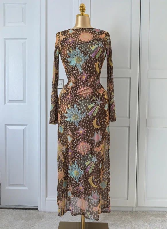 Never Fully Dressed Never Fully Dressed Star Fawn Aria Mesh Maxi Dress Size UK 12 / M BNWT