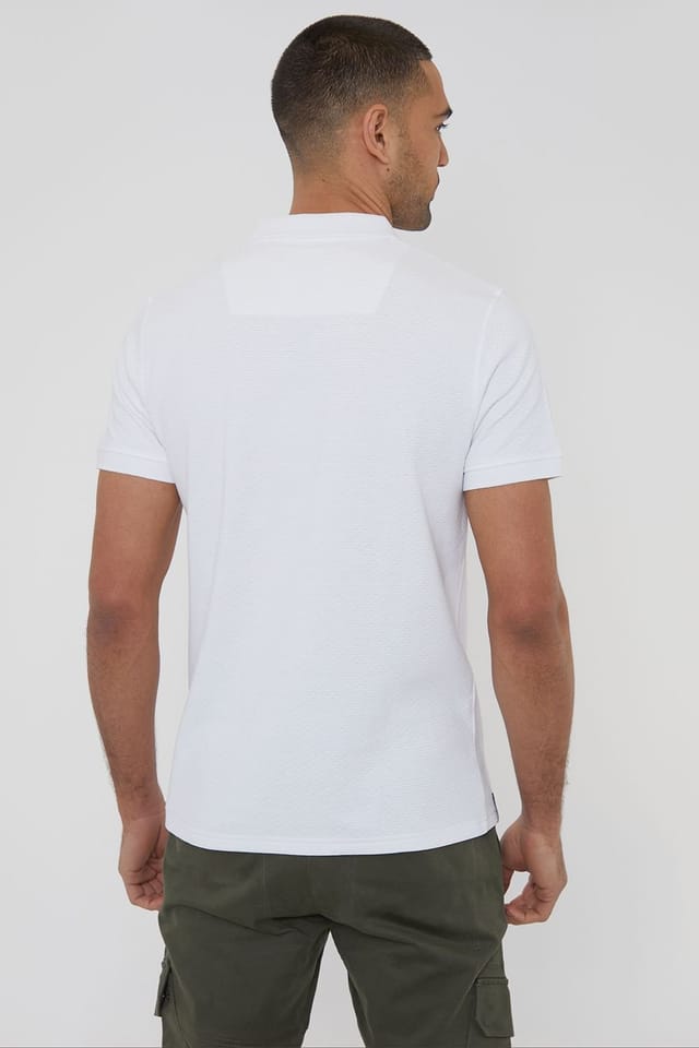 Threadbare Threadbare Men's 'Donora' Textured Cotton Rich Polo Shirt in White - 2