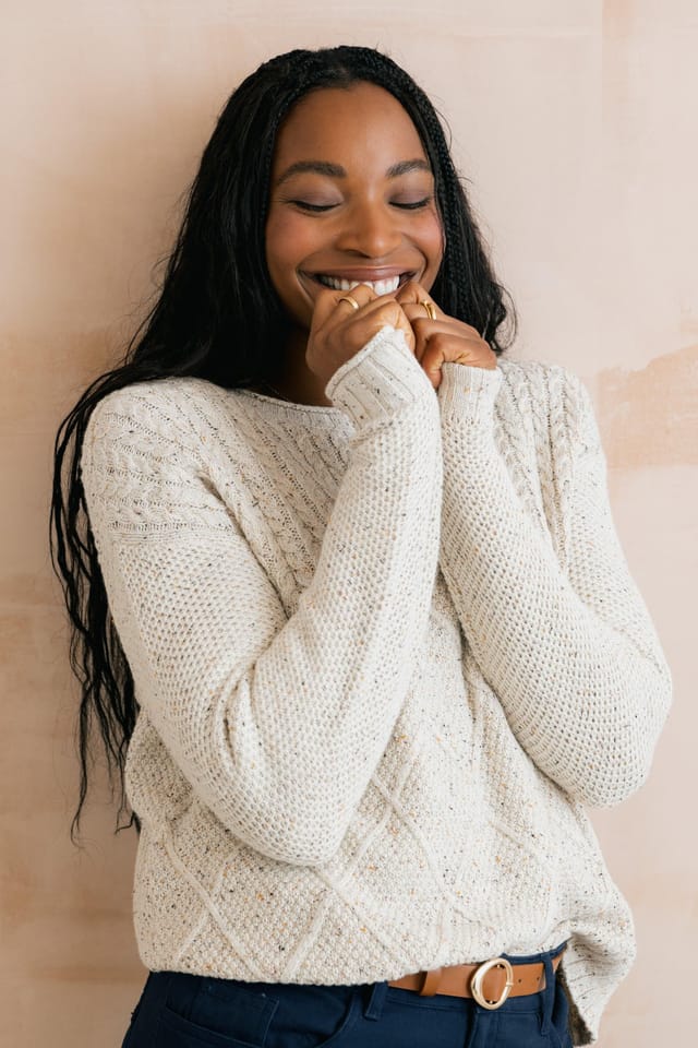 Lily & Me Lily & Me Women's Bryony Textured Beautifully Soft Cable Knit Jumper in Ecru - 3