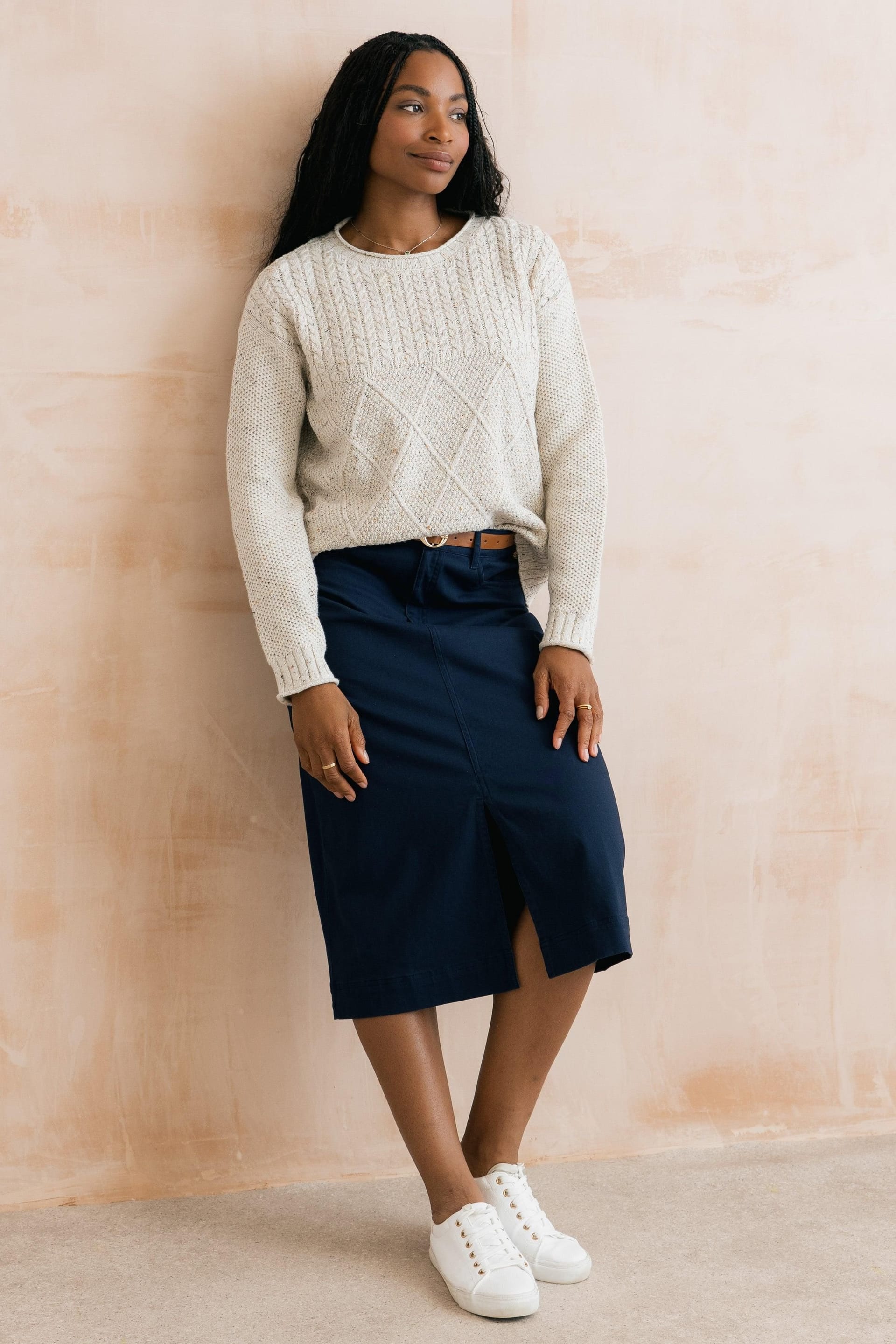 Lily & Me Lily & Me Women's Bryony Textured Beautifully Soft Cable Knit Jumper in Ecru - 4