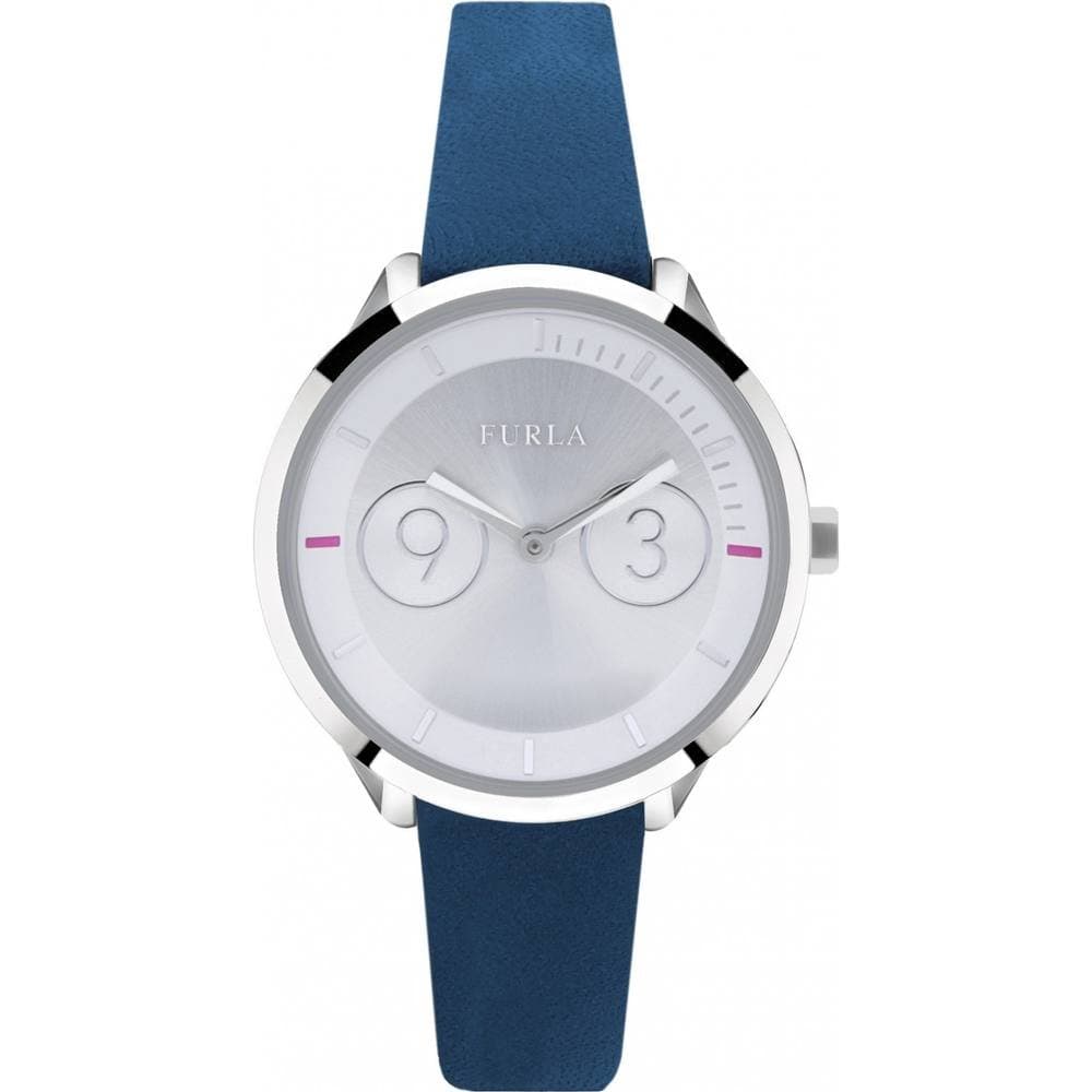 Furla Furla Women's Metropolis Silver Dial Calfskin Leather Watch in Blue