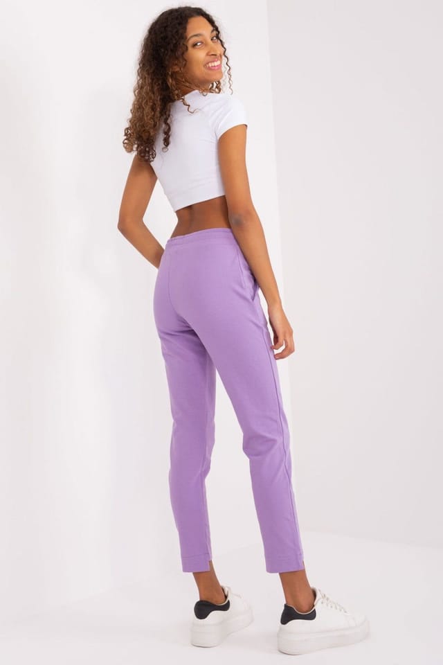 Love Lace Love Lace Women's Rhinestone Butterfly High Waist Cotton Sweatpants in Violet - 3