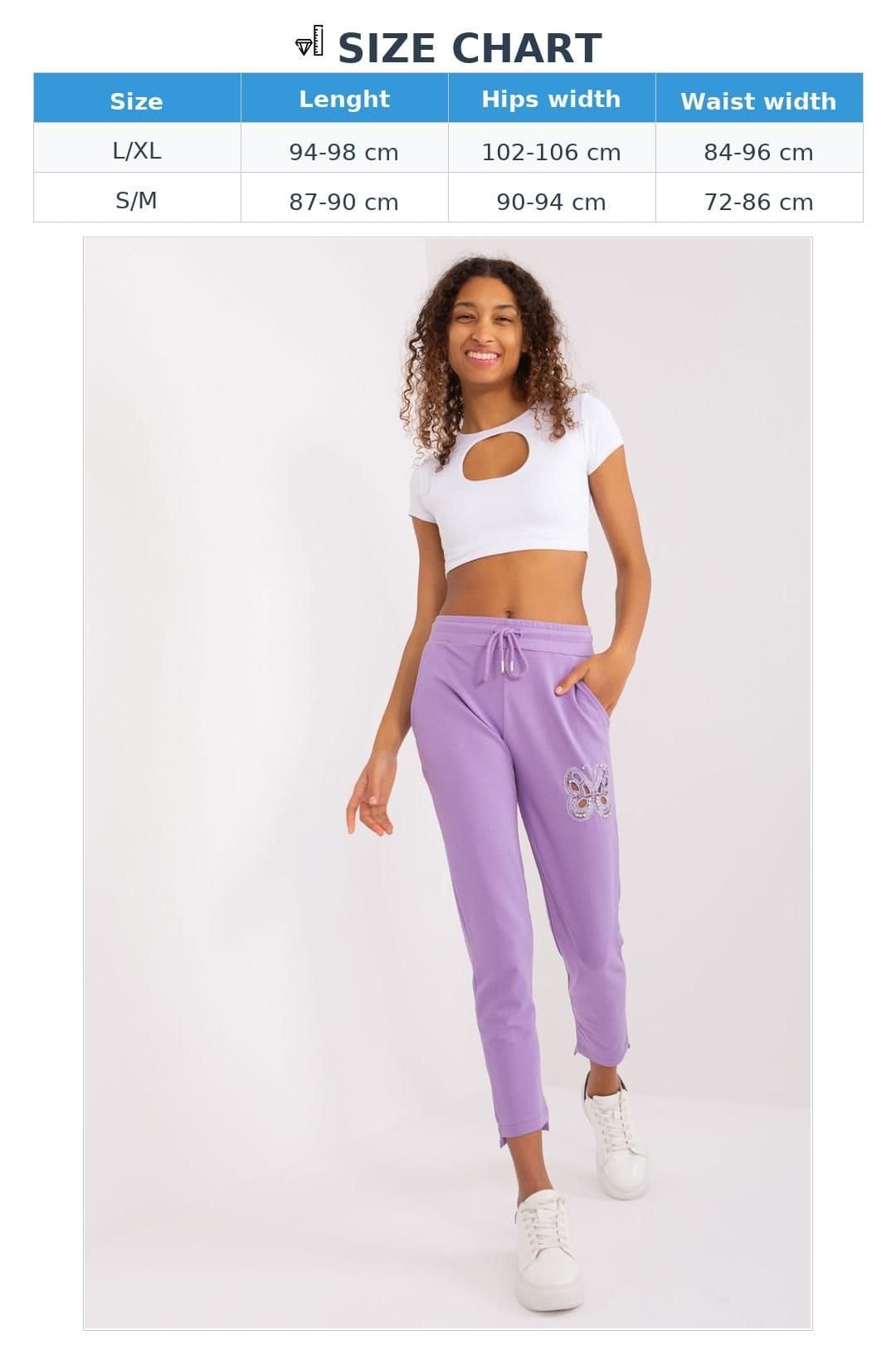Love Lace Love Lace Women's Rhinestone Butterfly High Waist Cotton Sweatpants in Violet - 4